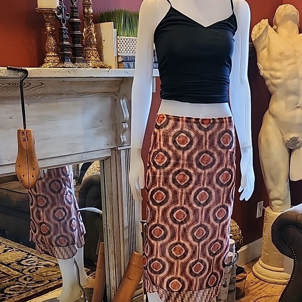 Geometric Patterned Skirt - Brown and Black